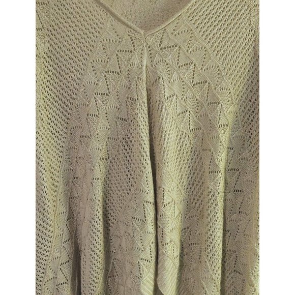 Romeo & Juliet Couture Open-Knit Shawl Sweater Oversized Beige Tan Women's Med - Picture 2 of 9